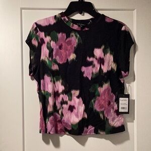 NWT Nicole Miller Size L Top Purple Print